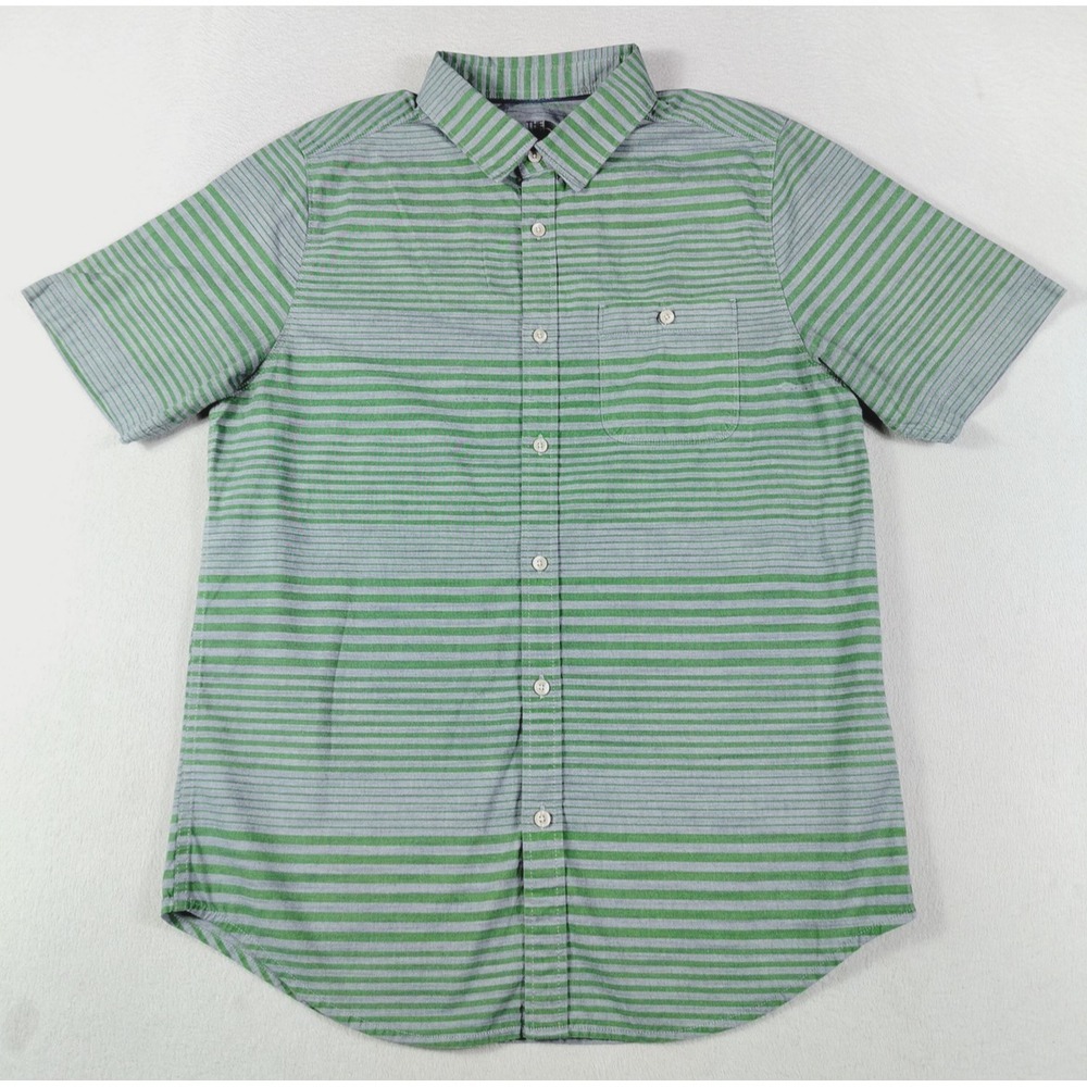 The‎ North Face Shirt Mens Large Green Stripe Short Sleeve Button Up Gorpcore